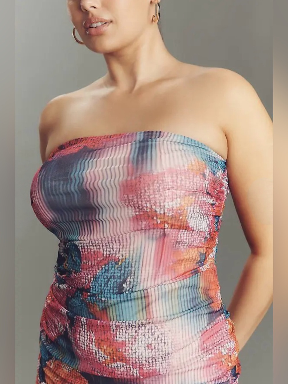 NWT Anthropologie Soleil Strapless Ruched Mesh Dress - Picture 7 of 16